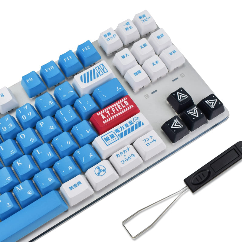 [Australia - AusPower] - Keycaps Lilith, MOLGRIA 129 Set Blue and White Keycaps for Gaming Keyboard, PBT Cherry Profile Dye Sublimation Keycaps with Keycap Puller for Gateron Kailh Cherry MX 104/87/74/61 60% Keyboard Lilith-129 