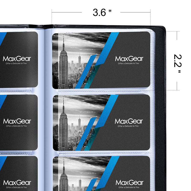 [Australia - AusPower] - MaxGear Business Card Organizer Business Card Holder Book, Portable Business Card Binder File Sleeve Storage, Business Card Holders, Name Card Holder for Men & Women, Capacity: 240 Cards, Black 
