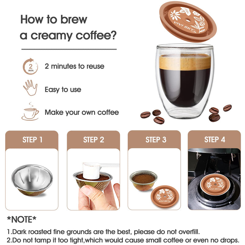 [Australia - AusPower] - VIVI SKY Reusable Coffee Capsule Lids Work with N*espresso Pods Vertuo,Food Grade Silicon Caps Used for Every Sizes of Reusable Vertuo Pod Refillable Vertuo Capsule (Silicon Vertuo Lids- 2PCS) Silicon Vertuo Lids- 2PCS 