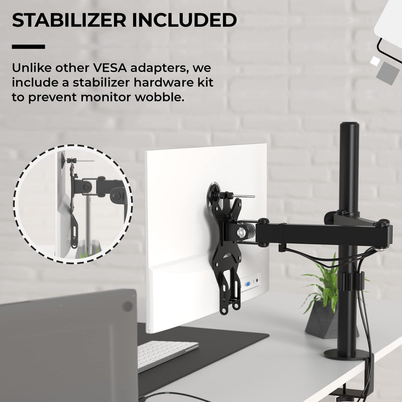 [Australia - AusPower] - HumanCentric VESA Mount Adapter for HP Monitors 22er, 22es, 22f, 23er, 23es, 23f, 24ea, 24ec, 24er, 24es, 24f, 24fw, 25er, 25es, 25f, 27er, 27ea, 27es, 27f, 27fw, 27ec VESA Adapter Bracket (Black) One Pack 