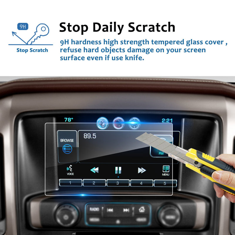 [Australia - AusPower] - LFOTPP 2PCS Fit for 2014-2020 2021 Silverado 1500 2500HD 3500HD LTZ MyLink 8 Inch Car Navigation Screen Protector, 9H Tempered Glass Infotainment Center Touch Display Guard 2PCS 8-Inch Glass Protector 