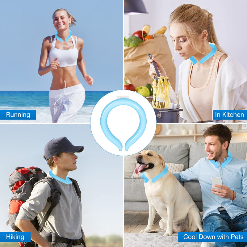 [Australia - AusPower] - Maginno Neck Cooler, Wearable Cooling Tube Cool Neck Wraps for Extremely Hot Weather & Summer Heat, Hands Free Cold Ice Pack Gel for Outdoor Workers, Sports, Relief for Hot Flashes or Fever 2 Pack-bluegreen 