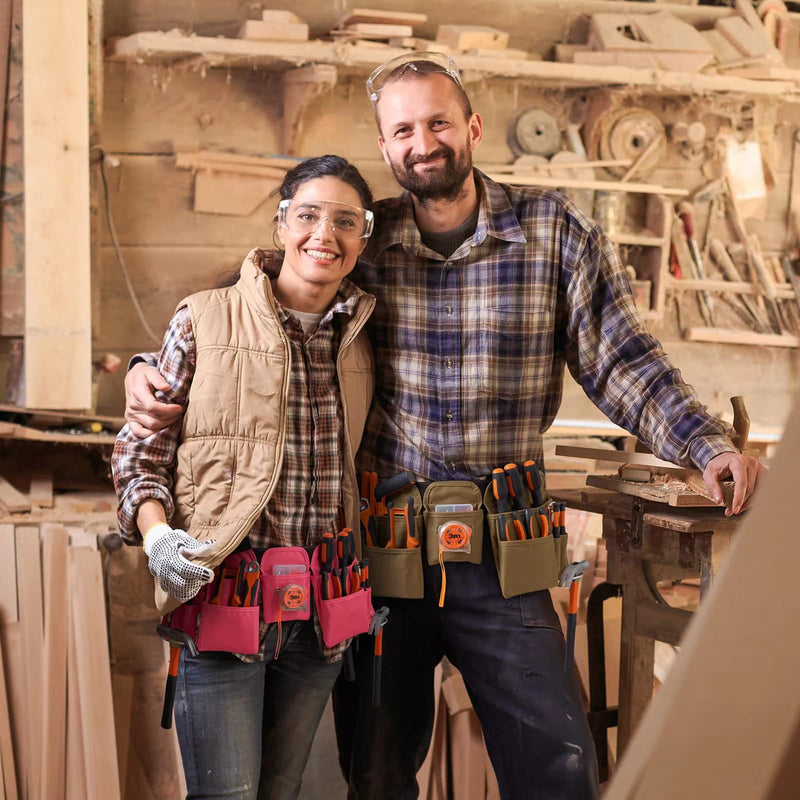 [Australia - AusPower] - KOYYTO 19 Pocket Tool Belts with Quick Release Buckle- Heavy Duty Detachable & Adjustable Utility Belt,Work Apron for Men and Women,for Electrician,Carpenter,Construction Tool Belt Pouches,Khaki Tool Pouch2 