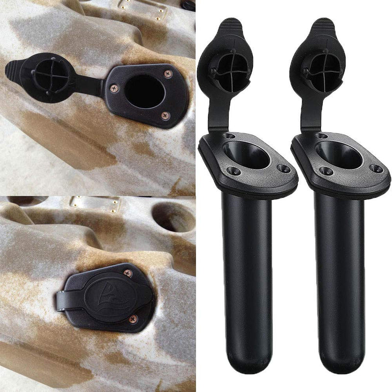 [Australia - AusPower] - Borogo Kayak Fishing Rod Holder, 2 Pack Kayak Deck Flush Mount Fishing Boat Rod Holders and Cap Cover for Kayak, Fishing Boat, Canoe and Fishing Tackle Accessory Tool 