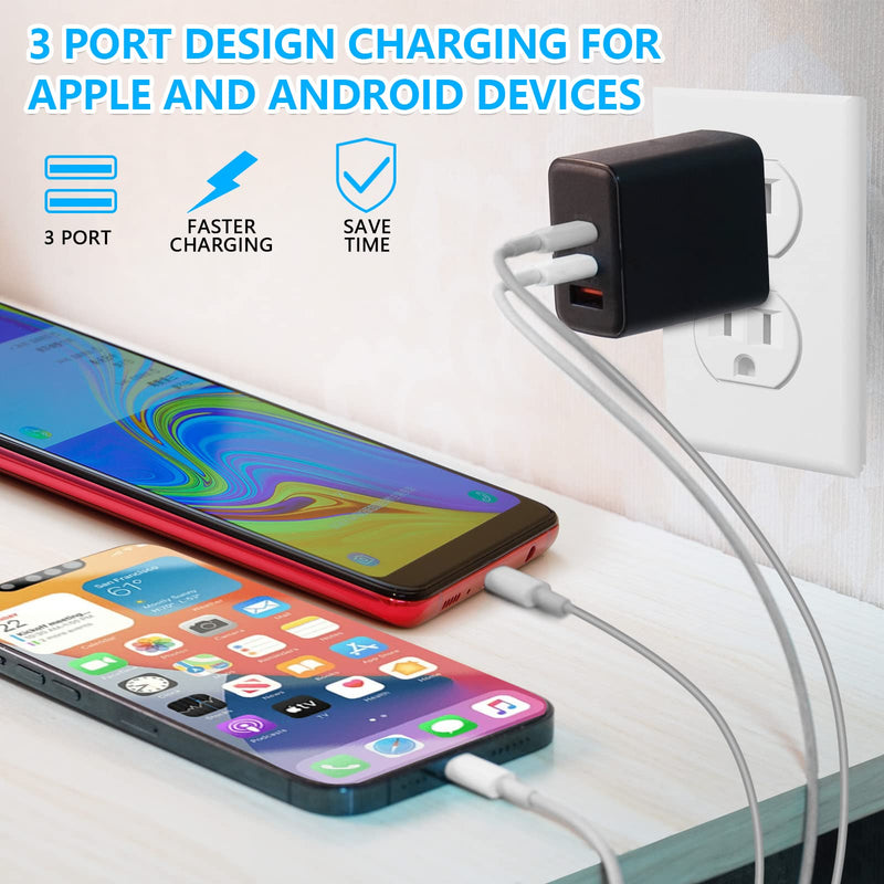 [Australia - AusPower] - USB C Charger,45w Fast Charging Block USB C 3.0 Charger Adapter-3 Port USB C Wall Charger for iPhone 13/12 Pro/Max/Mini, Galaxy S21/20,MacBook Pro/Air, iPad Pro,Pixel, Black 