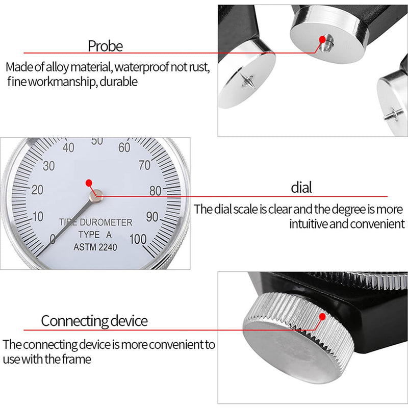[Australia - AusPower] - Walfront Hardness Tester Meter, Shore Type A Rubber Tire Durometer Hardness Tester Meter 0-100 (Type A) 