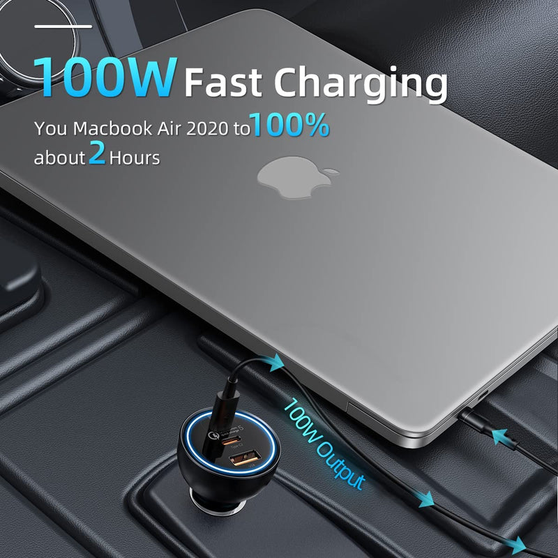 [Australia - AusPower] - USB C Car Charger, Baseus 160W Type C Car Charger, QC5.0 PD3.0 3 Ports Super Fast Charging Car Phone Charger Adapter for iPhone 13 12 11 Pro Max, Samsung Galaxy S22 S21 iPad MacBook Pro Air Laptop 