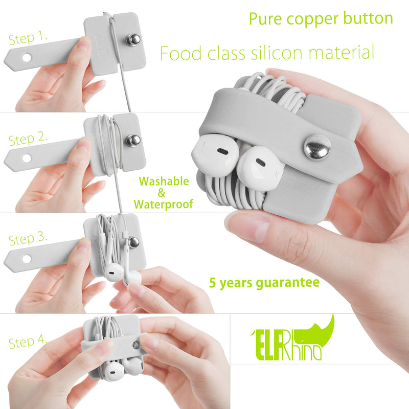 [Australia - AusPower] - ELFRhino Silicone Earphone Organizer Earphone Wrap Winder Headphone Cord Organizer Wrap Winder Manager/Cable Winder 3 Pieces White+transparent+grey 