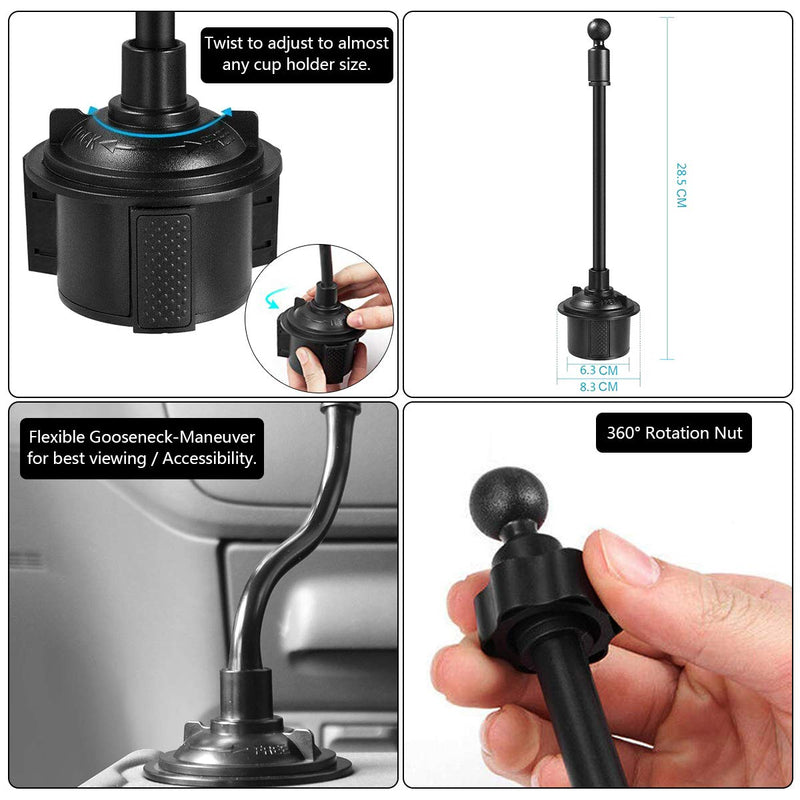 [Australia - AusPower] - Wireless Car Charger Cup Holder Phone Mount for iPhone X/XR, Automatic Clamping Phone Stand for iPhone X Samsung Galaxy S10+, Fast Universal Adjustable Cell Phone Wireless Charging for Car Cup Holder Black 