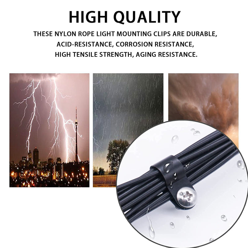 [Australia - AusPower] - mankk 100PCS 1/4 Inch Rope Light Clips P-Style Mounting Clips Plastic Cable Clamps with Compatible Stainless Steel Pan Head Phillips Screws for Wire Management M-034-BK-LS Black with screw 