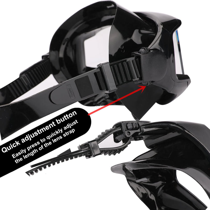 [Australia - AusPower] - AQUA A DIVE SPORTS Diving mask Anti-Fog Swimming Snorkel mask Suitable for Adults Scuba Dive Swim Snorkeling Goggles Masks Black transparent 