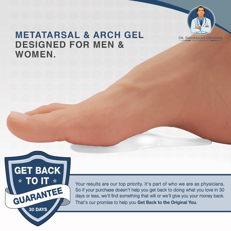 [Australia - AusPower] - Dr. Frederick's Original Self-Adhesive Metatarsal and Arch Support Insole Gel Pads - 2 Pieces - Generous Ball of Foot Cushions for Arch Support, Plantar Fasciitis & More - Large - W8.5-11.5 | M7.5-11 Large (Pack of 2) 