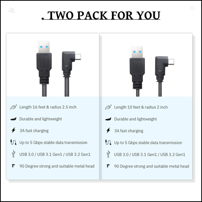 [Australia - AusPower] - KRX Link Cable Compatible for Oculus Quest 2 16FT, Fast Charing & PC Data Transfer USB C 3.2 Gen1 Cable for VR Headset and Gaming PC (Black) Black 