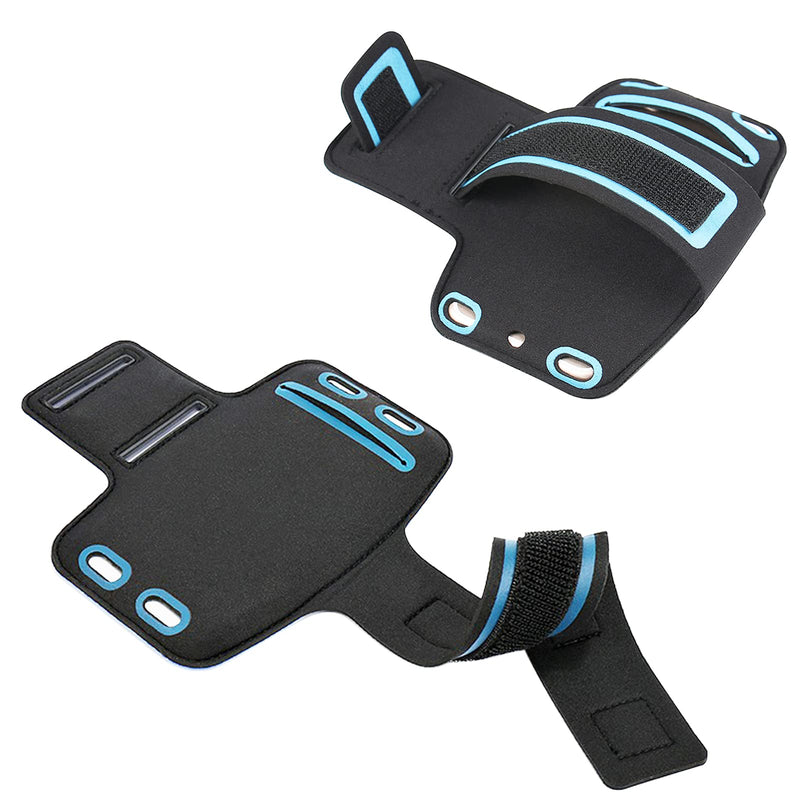 [Australia - AusPower] - Cell Phone Armband Case Suitable for Running Armband a Screen Size of 7 inch and Below with Card Holder, Key Slot, & Earphone Cord Holder. Convenient to Wear in Sports and Work. (Black Blue) 