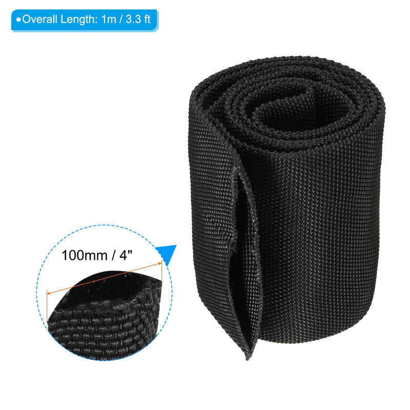 [Australia - AusPower] - PATIKIL 4" Flat Dia 3.3FT Nylon Protective Hose Sleeve, Cable Cover Sheath Protection for Welding Tig Torch Hydraulic Hose, Black 4 in x 3.3FT 