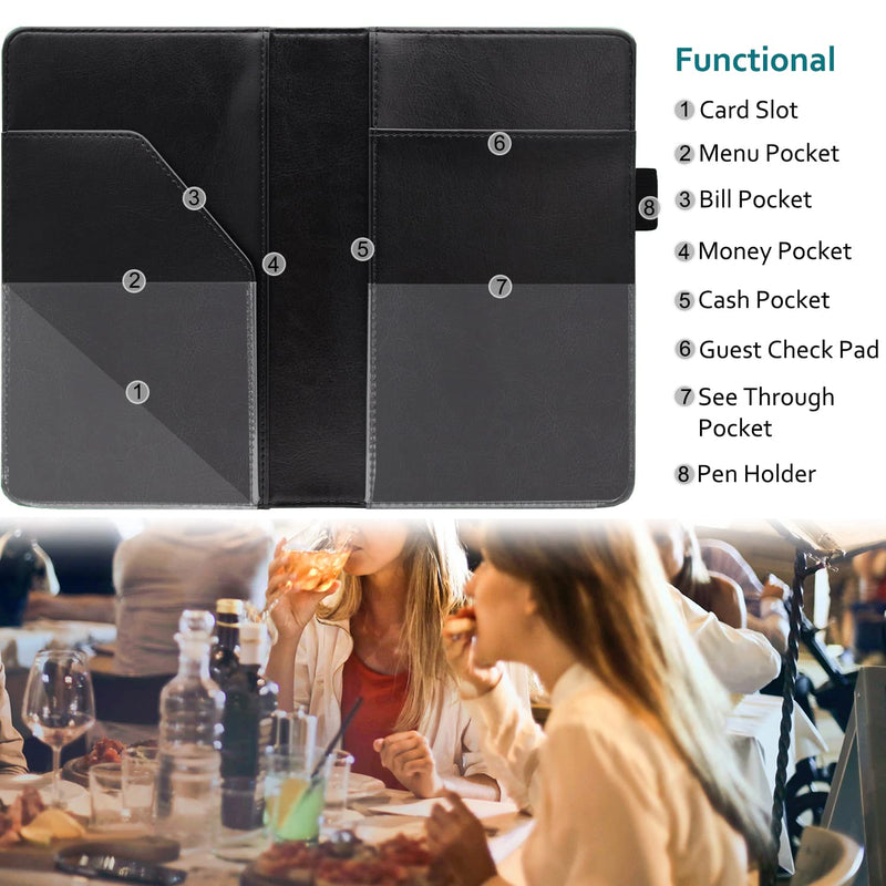 [Australia - AusPower] - RSAquar Cute Server Book for Waitress, Waiter, Host, and Waitstaff Support with 7 Storage Pockets for Recipes and Checks, Pen Holder, Personal Organizer Wallet Fits Serving Aprons, Paisley Flower New Server Book AAA - Paisley Flower 
