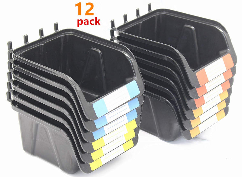 [Australia - AusPower] - Pegboard Bins Kit 12 PACK Black Pegboard Parts Storage Tool Peg Borad Workbench Bins Organize Hardware,Attachments,Accessories (12 Pack) 
