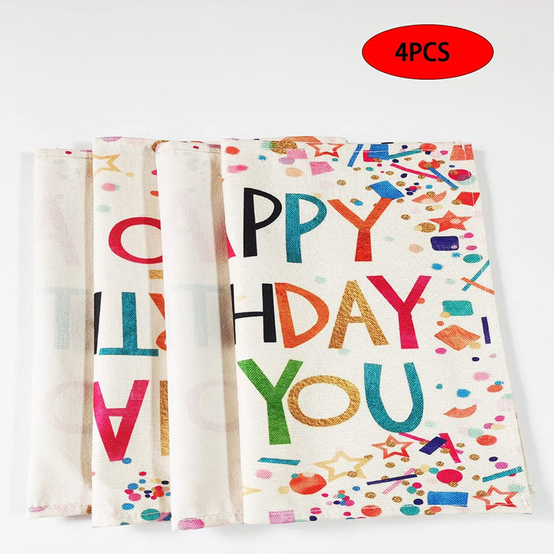 [Australia - AusPower] - Birthday Party Placemats Set of 4,Happy Birthday Table Mats Washable Farmhouse Table Placemat for Dining Table Kitchen Decor 4 PCS 