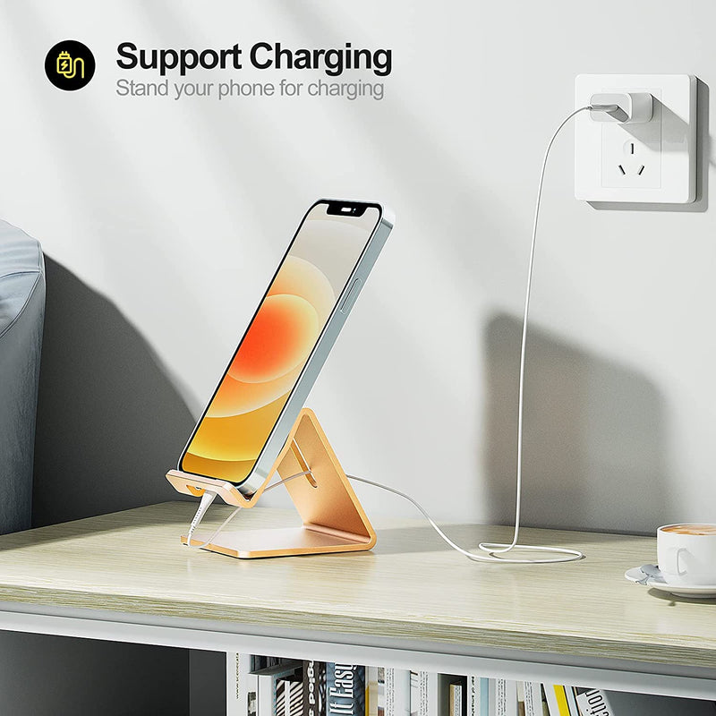 [Australia - AusPower] - Desk Cell Phone Stand Holder Aluminum Phone Dock Cradle for iPhone 13 12 11 Pro Xs Max Xr X 8 7 6 6s Plus 5 5s 5c, Office Decor Office Supplies Accessories Desk (Gold) F-Gold 