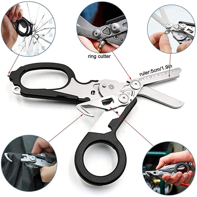 [Australia - AusPower] - Trauma Shears Emergency Raptor Scissors Tool Stainless Steel Foldable Trauma Shears with Strap Cutter and Glass Breaker 