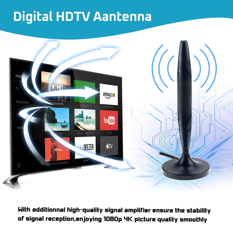[Australia - AusPower] - TV Antenna Amplified HD Digital Indoor Up to 170+ Miles Range Support 1080p 4K UHF VHF and All Older TV's with Switch Console, Signal Booster All Type Television 2022 Updated 