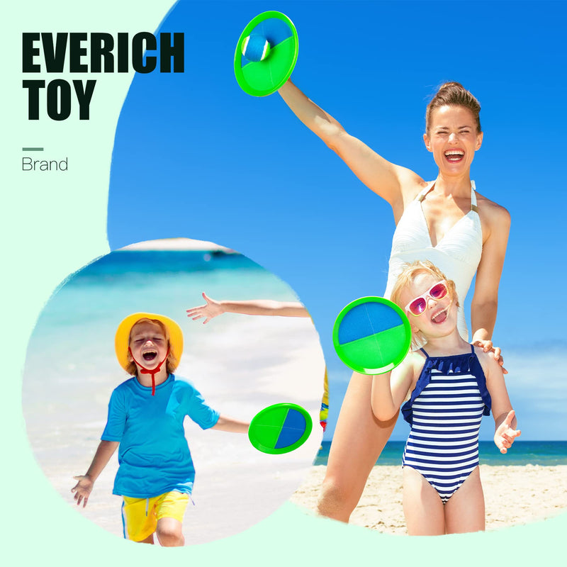[Australia - AusPower] - EVERICH TOY Beach Toys Outside Toys for Kids Ages 4-8-Lawn Game Ball Catch Games Paddle Toss-Upgraded Version Outdoor Games Sand Toys for Kids/Family Boys and Girls Gifts(2 Rackets,2Balls,1 Bag) Blue+green 