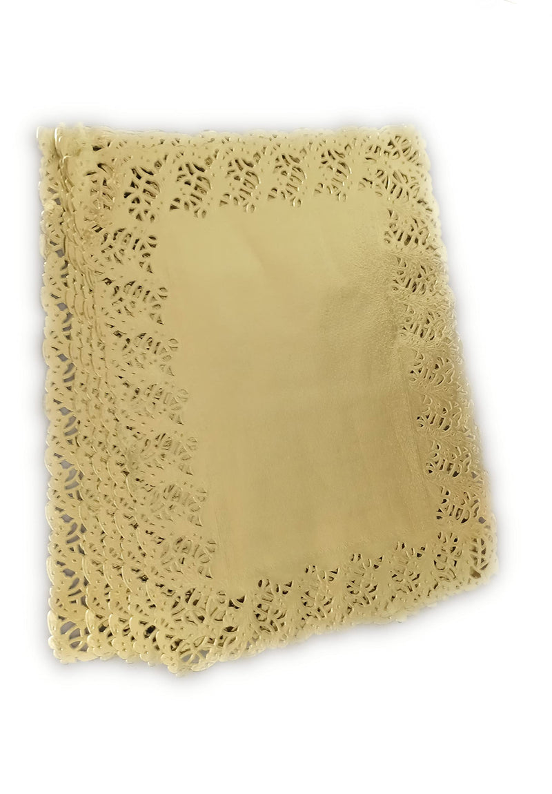 [Australia - AusPower] - Gold Rectangular Paper Doilies qty.50 Made in China, 10 x 14 inches 