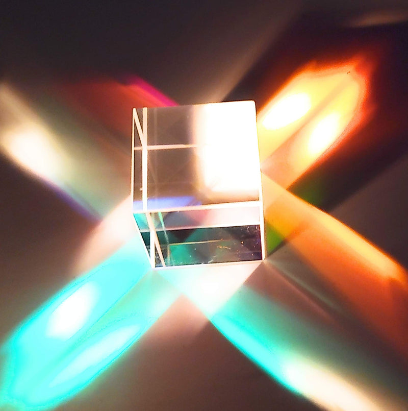 [Australia - AusPower] - 20 mm Glass Cube Prism, RGB Dispersion Prism, for Teaching of Optics, Photo Effects, and Decoration 