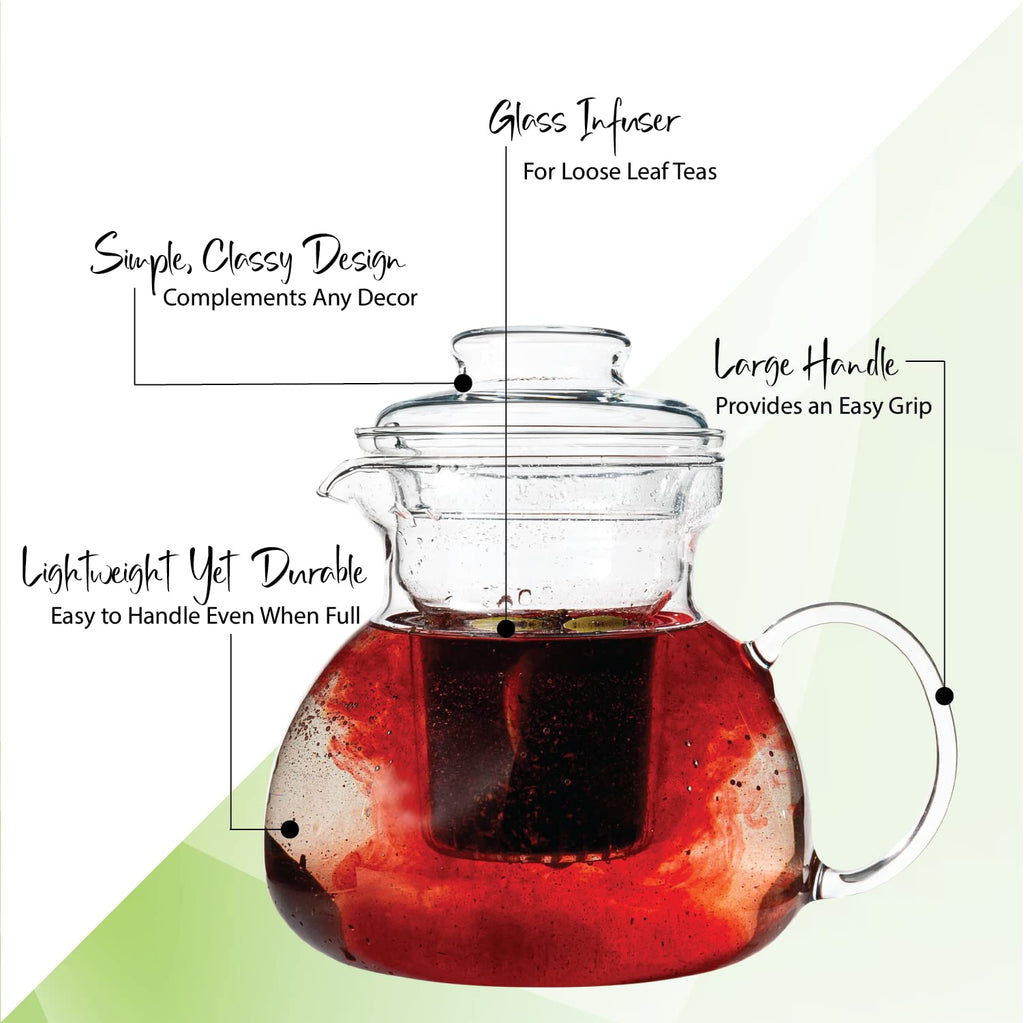 [Australia - AusPower] - Simax Glass Tea Pot With Infusion: Loose Leaf Tea Pot - Glass Tea Kettle For Stove Top - Tea Pots With Infusers For Loose Tea - Clear Tea Infuser Kettle - Teapot With Infuser Stovetop - Infuser Teapot 