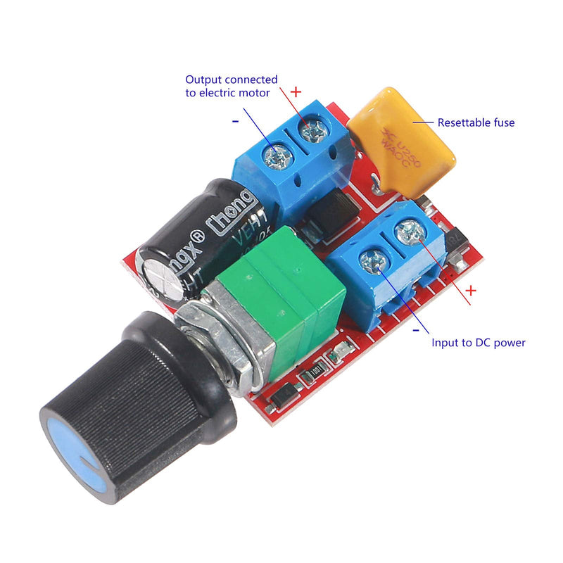 [Australia - AusPower] - 6PCS DC Motor PWM Speed Controller 3V 6V 12V 24V 35V 5A 90W with Speed Control Switch Mini LED Dimmer 