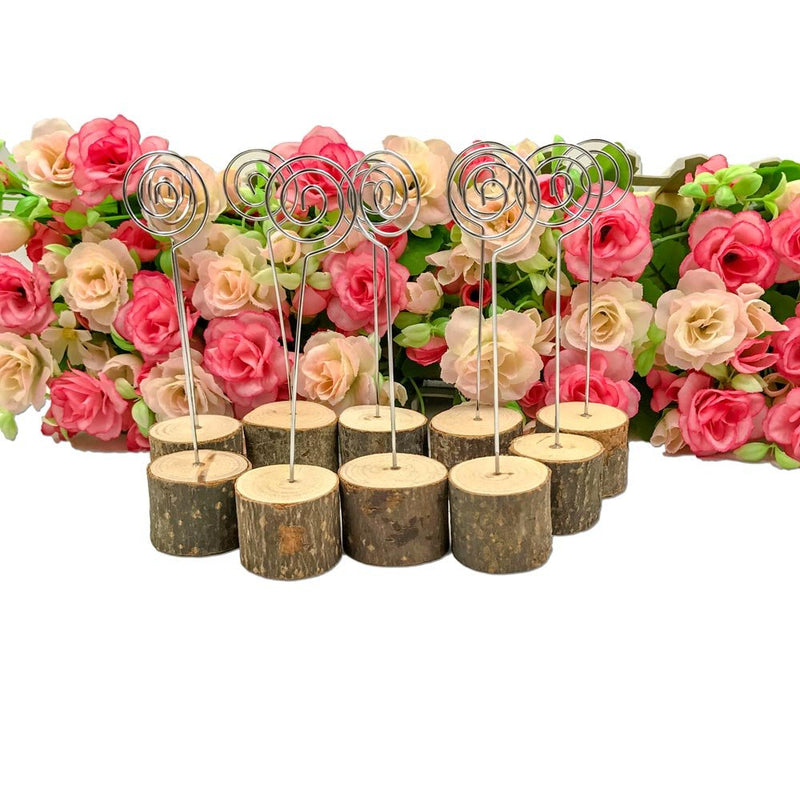 [Australia - AusPower] - senover Rustic Real Wood Base Wedding Table Name Number Holder Party Decoration Card Holders Picture Memo Note Photo Clip Holder (10pcs Table Numbers) 