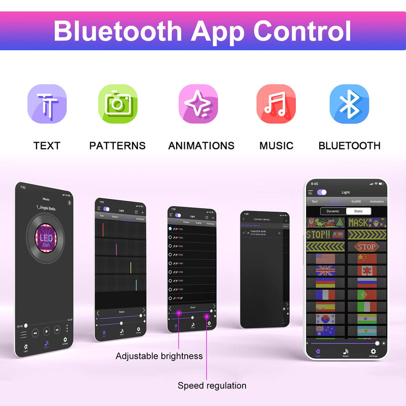 [Australia - AusPower] - GOTUS Scrolling LED Sign,Programmable Flexible LED Matrix Panel,LED Sign for Car,Bluetooth APP Control,DIY Design Text, Patterns, Animations 