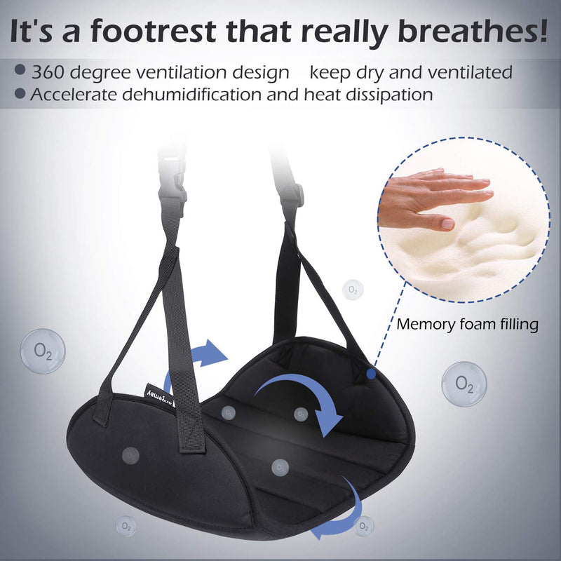 [Australia - AusPower] - Upgraded Airplane Footrest - Thickened Super-Size Foot Hammock with Premium Memory Foam Reduce Swelling and Pain - Airplane Travel Accessories - Travel Foot Rest Make Your Long Trip More Comfortable 