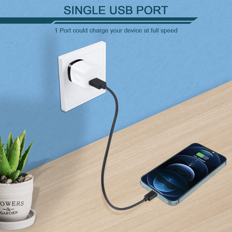 [Australia - AusPower] - USB Charger Plug, Wall Chargers Block, 5Pack 1A 1-Port Wall Outlet Adapter Block Cube Box for iPhone 13 12 Mini Pro Max/11/X/XR/XS/8, Samsung Galaxy S22/S21/S20, Motorola, OnePlus, LG, Google Pixel Multi-colored(white) 