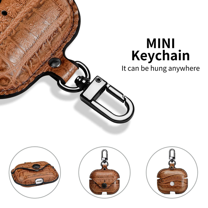 [Australia - AusPower] - MODOS LOGICOS Charging Case Cover for Apple Air Pods Pro, Leather Case with Secure Snap-Fastener Compatible with Apple AirPods Pro 1st (2019) / AirPods Pro 2nd (2022) Charging Case (Cro Brown) Cro-Brown 