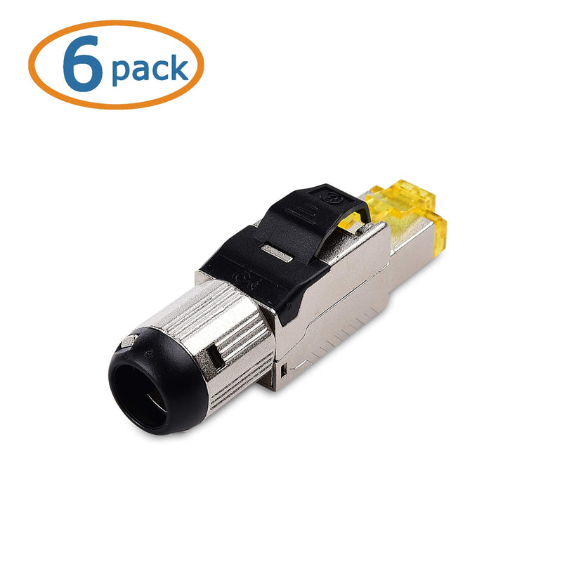 [Australia - AusPower] - Cable Matters 6-Pack Tool Free Shielded RJ45 Cat 8, Cat8 Field Termination Plug, Cat8 Connector, Cat8 Plug 