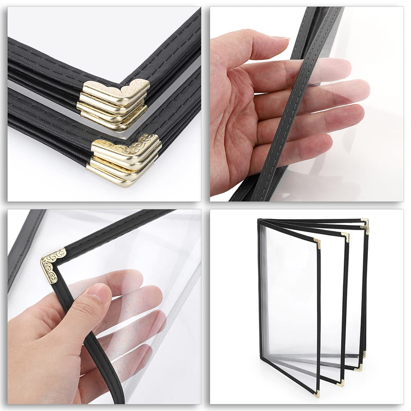 [Australia - AusPower] - OwnMy 2PCS A4 Size Menu Covers 4 Page 8 View Transparent Restaurant Menu Covers Cafe Drink Menu Covers, Folding A4 Paper Menu Covers Decorative Menu Cover Display Holders Black Menu Covers for Table 