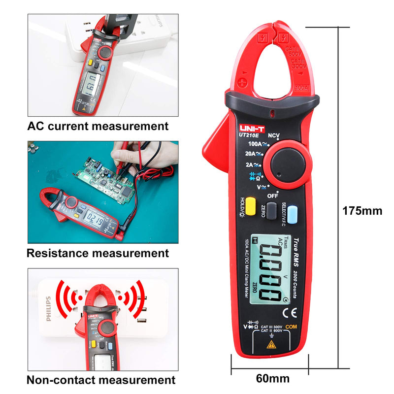 [Australia - AusPower] - YIRU UNI-T UT210 Series True RMS Digital Clamp Meter AC/DC Voltage Tester with ohm, Capacitance Measurement Small 