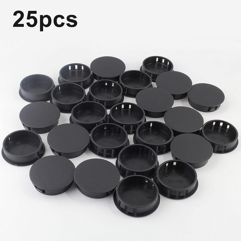 [Australia - AusPower] - Jersvimc 25Pcs 1 1/2 Inch(38mm) Black Hole Plug Plastic Hole Cover, Round End Cap Plug Flush Type Tube Insert Plug, Pipe Post Plug Panel Plug for Chair Furniture Glide Protectors 1 1/2" / 38mm(25Pcs) 