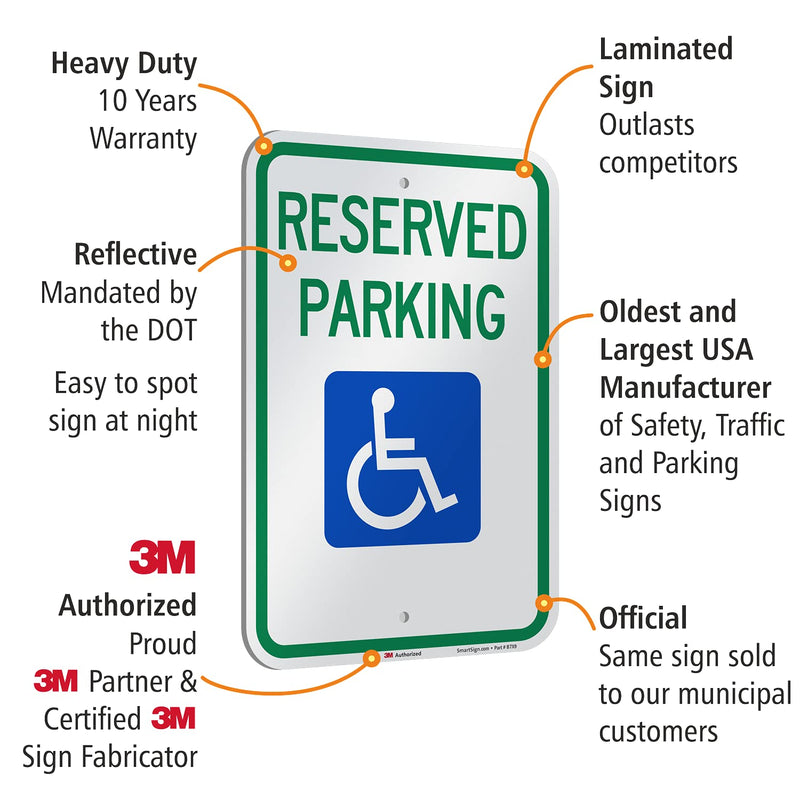 [Australia - AusPower] - SmartSign - T1-1001-EG_12x18 Reserved Parking Federal Handicap Parking Sign By | 12" x 18" 3M Engineer Grade Reflective Aluminum 12" x 18" 3M EG Reflective Aluminum 