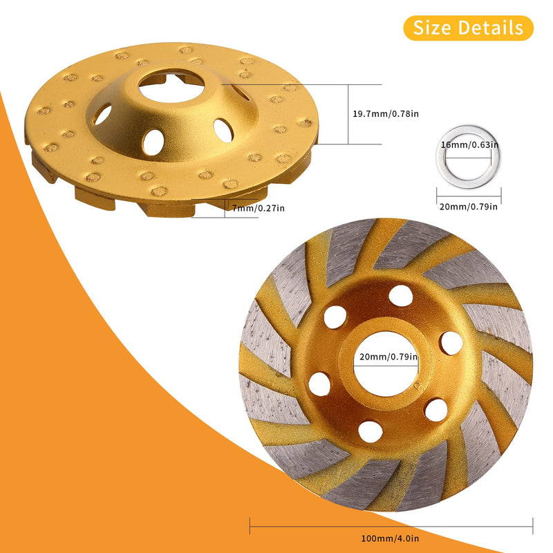 [Australia - AusPower] - 4 Inch Concrete Stone Ceramic Turbo Diamond Grinding Cup Wheel,12 Segs Heavy Duty Angle Grinder Wheels for Angle Grinder-1pcs 1pcs 