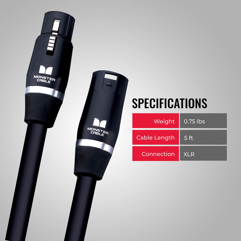 [Australia - AusPower] - Monster Prolink Studio Pro 2000 Microphone Cable: 5 ft. Cable, Gold Contact XLRs 5 ft. cable - gold contact XLRs 