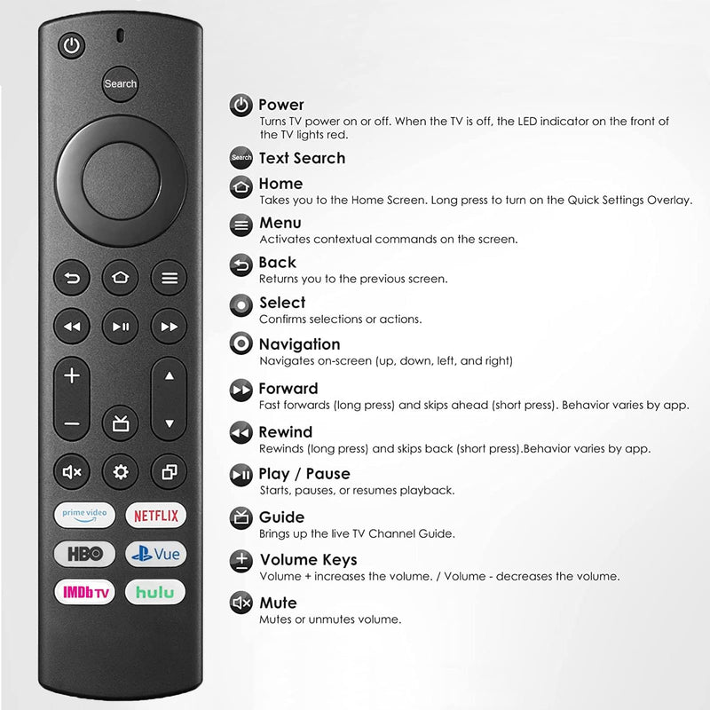 [Australia - AusPower] - Replacement Remote for All Toshiba Fire TVs and Insignia Fire/Smart TVs with 6 Shortcut Buttons Netflix, Prime Video, ImdbTV, Hulu and More. 