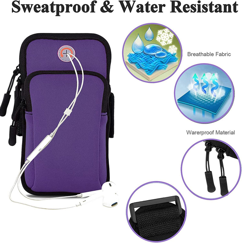[Australia - AusPower] - MOVOYEE Running Armband Cell Phone Holder for iPhone 11 12 13 Pro Max Xs X Xr 8 Plus 7 6 SE Mini,Samsung Galaxy S20 S10 S9 S7,Key,Adjustable Strap Pouch,Fits Workout Exercise Sports Arm Band Sleeve 1-Purple 