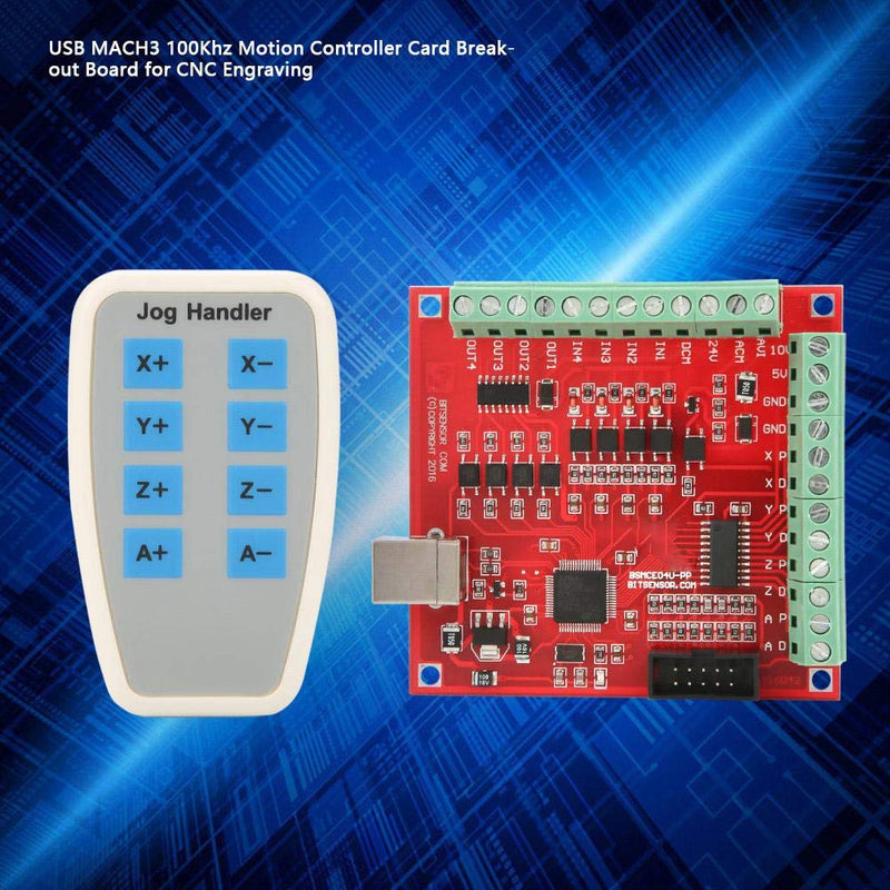 [Australia - AusPower] - USB CNC Controller Card DC 24V MACH3 100Khz Motion Controller Card Breakout Board Support for 4 Axis Linkage 
