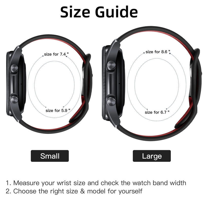 [Australia - AusPower] - Rubinom Compatible for Samsung Watch 3 Bands 45mm/Galaxy Watch Bands 46mm/Gear S3 Frontier/Classic Watch, 22mm Watch Band Quick Release Silicone Breathable Strap Wristband for Men, Black/Red, Large 