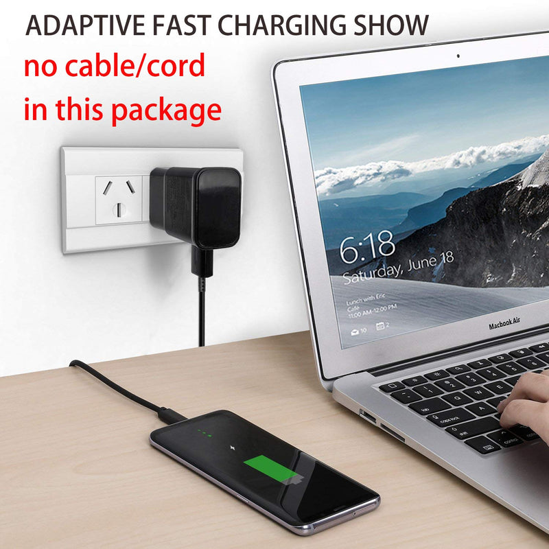 [Australia - AusPower] - Samsung Adaptive Fast Charging Wall Charger Adapter Compatible with Samsung Galaxy S6 S7 S8 S9 S10 / Edge/Plus/Active, Note 5,Note 8, Note 9 and More (2 Pack) ChiChiFit Quick Charge (Black) black 