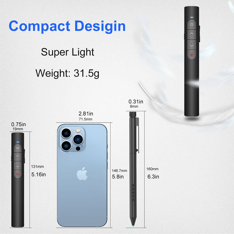 [Australia - AusPower] - Presentation Clicker Wireless Presenter Remote, PowerPoint Clicker with Laser Pointer, Clickers for Presentations Slide Advancer with Volume Control for Mac/Laptop/Computer, USB Remote, Plug and Use Battery 