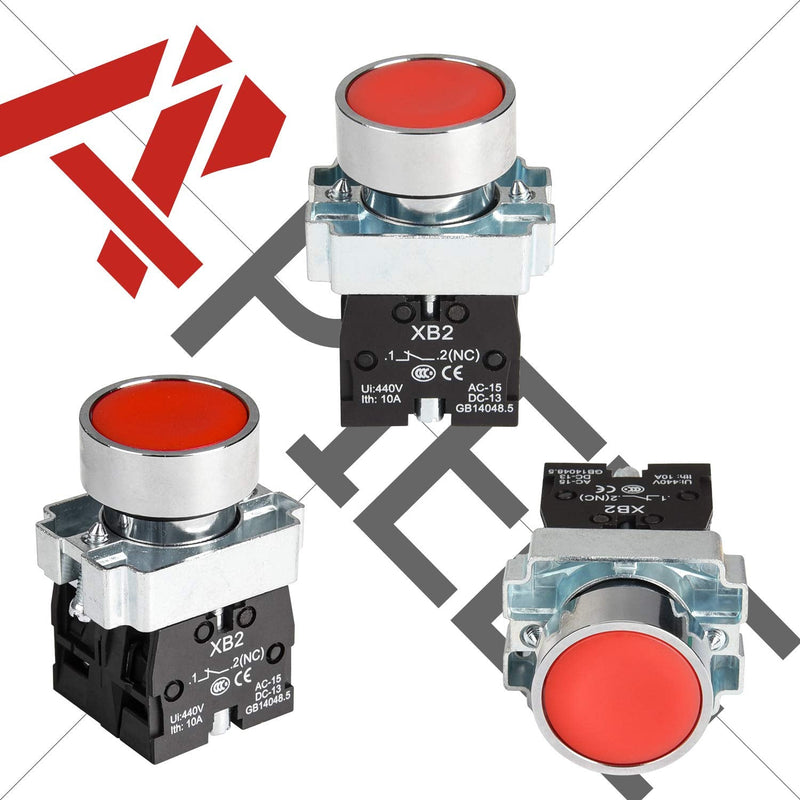 [Australia - AusPower] - APIELE 2PCS 22MM Momentary Push Button Switch Red Green 1NO 1NC Metal Head XB2-11BN-G&R (1 Red 1 Green) 
