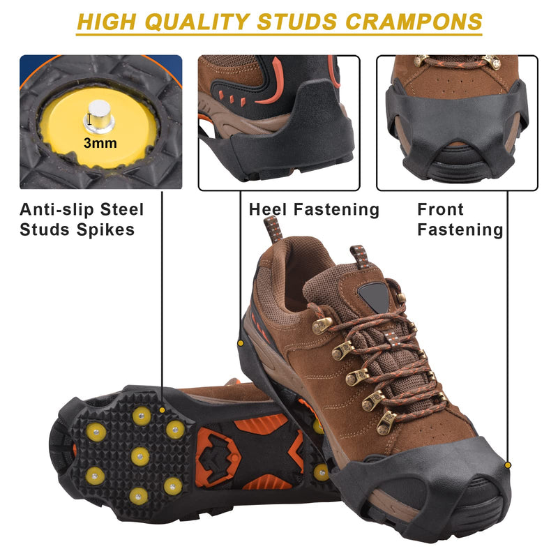 [Australia - AusPower] - Crampons Ice Cleats Snow Traction Cleats for Walking on Snow and Ice Winter Ice Snow Grips 11 Studs Anti-Slip Traction Cleats for Shoes and Boots Medium 